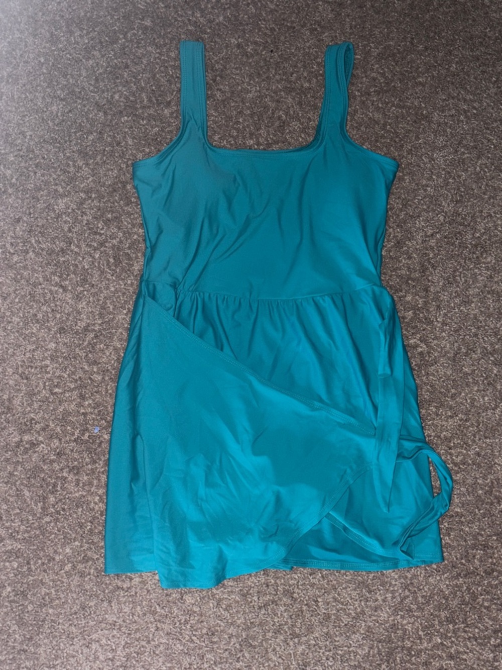 Teal Scoop Neck Tank Swim Dress